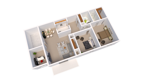 2  Bed   2  Bath   1,180 Sq. Ft. with Den at The Lodge Apartments, Indiana